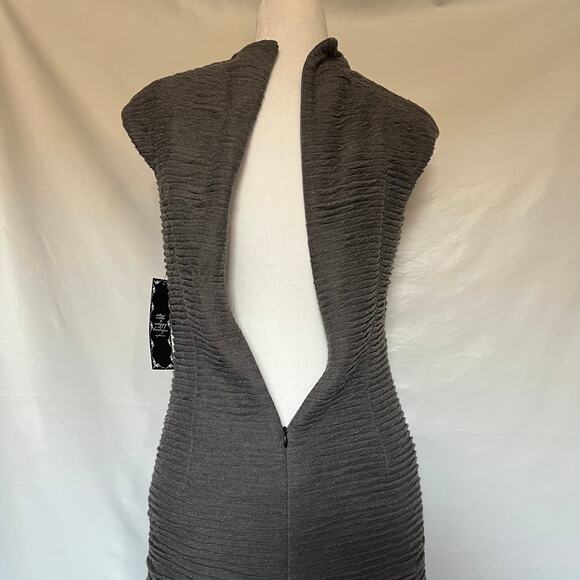 Suzi Chin Maggy Boutique Pleated Bodycon Sz 4 Cocktail Workwear Capsule Minimal - Picture 7 of 13